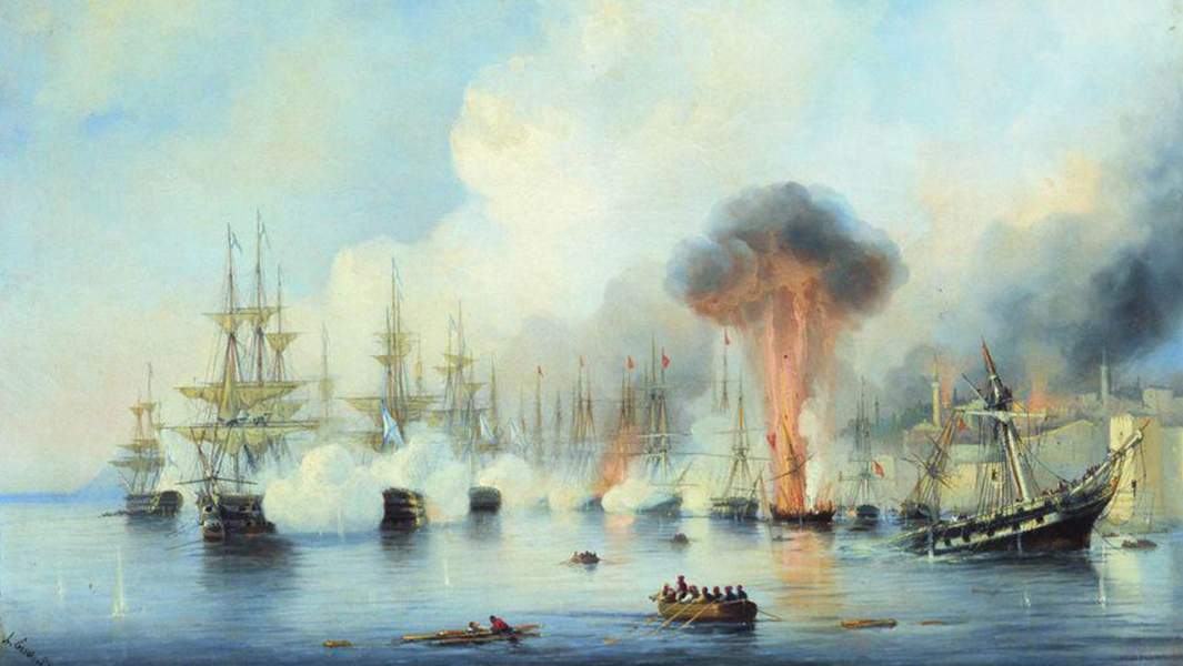 Картина Алексея Боголюбова «Синопский бой 18 ноября 1853 года»