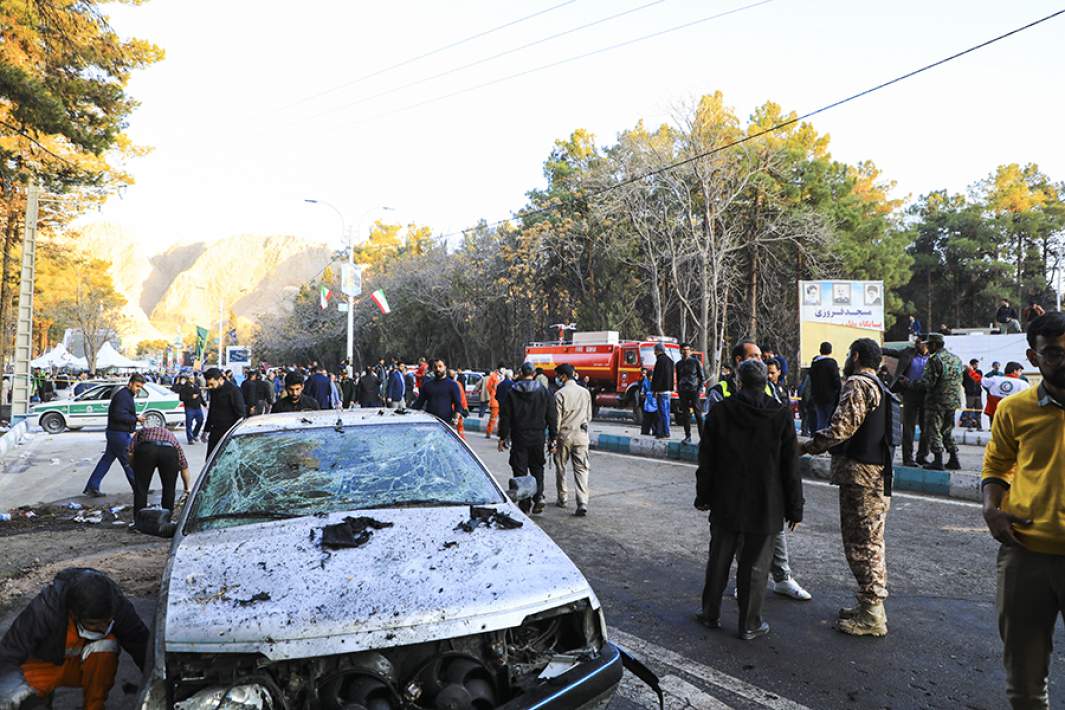 Последствия теракта в Кермане, Иран, январь 2024 года