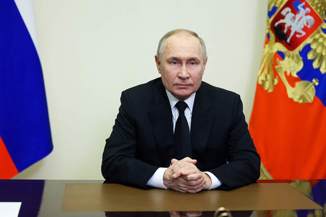Владимир Путин во время обращения к гражданам России в связи с терактом в подмосковном «Крокус Сити Холле»