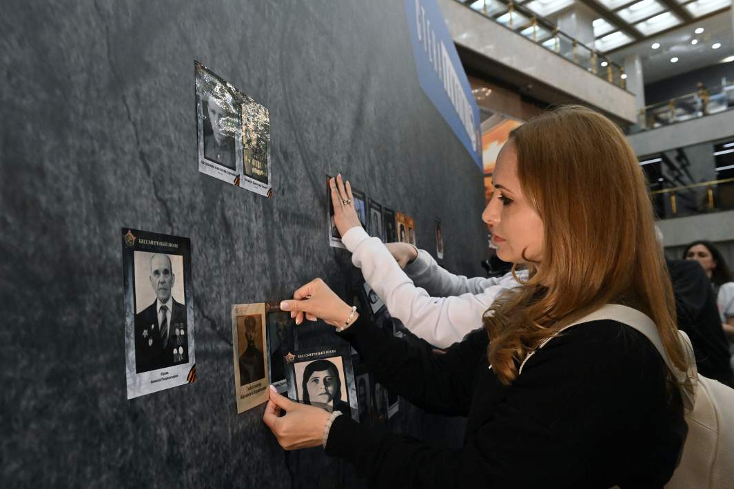 Участницы торжественного открытия «Стены Памяти» в Музее Победы на Поклонной горе в Москве