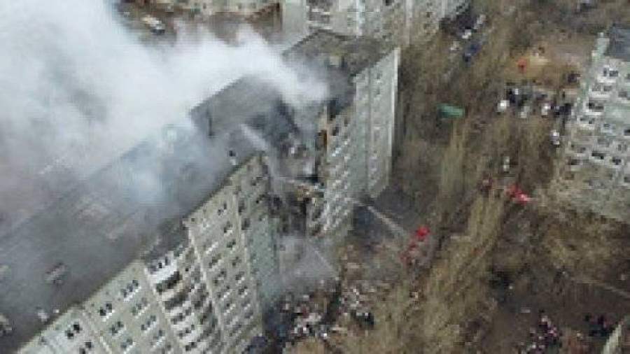 Опубликовано видео взорванного жилого дома в Волгограде, снятое дроном