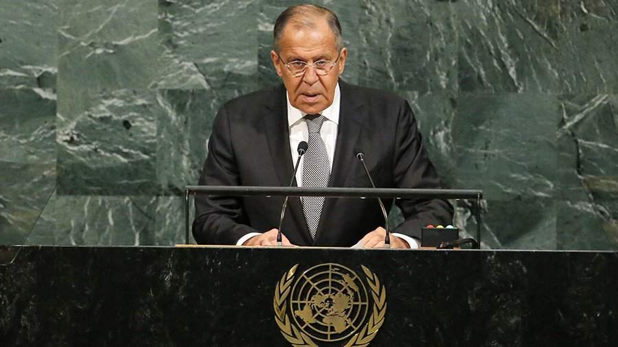 Министр иностранных дел РФ Сергей Лавров во время выступления на 74-й сессии Генассамблее ООН