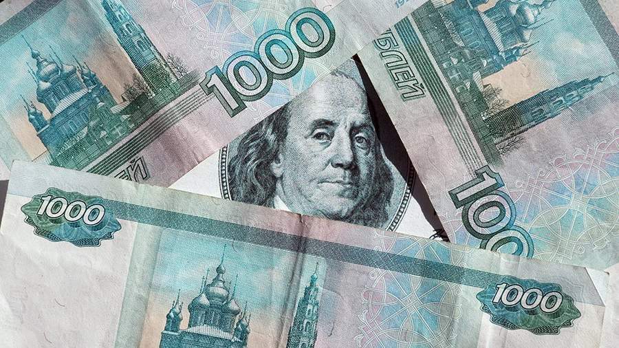 Купюры: рубли и доллары