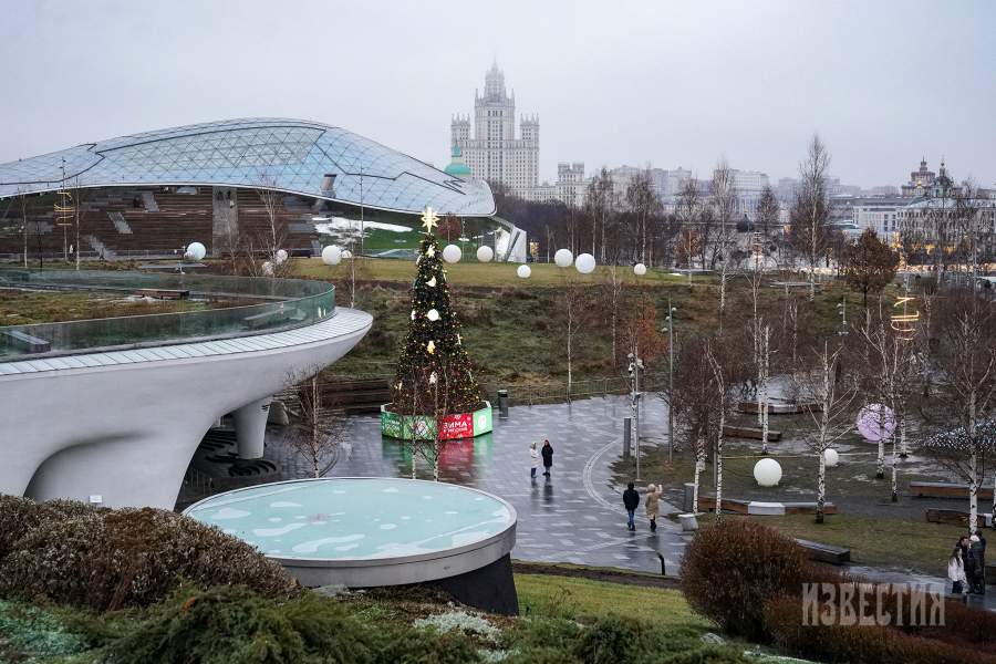 В городе в результате потепления начал исчезать снежный покров