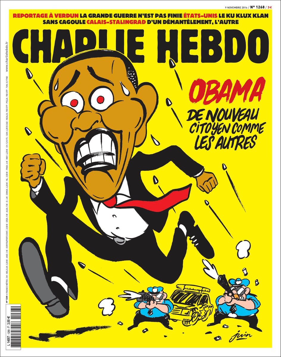 Charlie Hebdo высмеял убегающего от полицейских Обаму