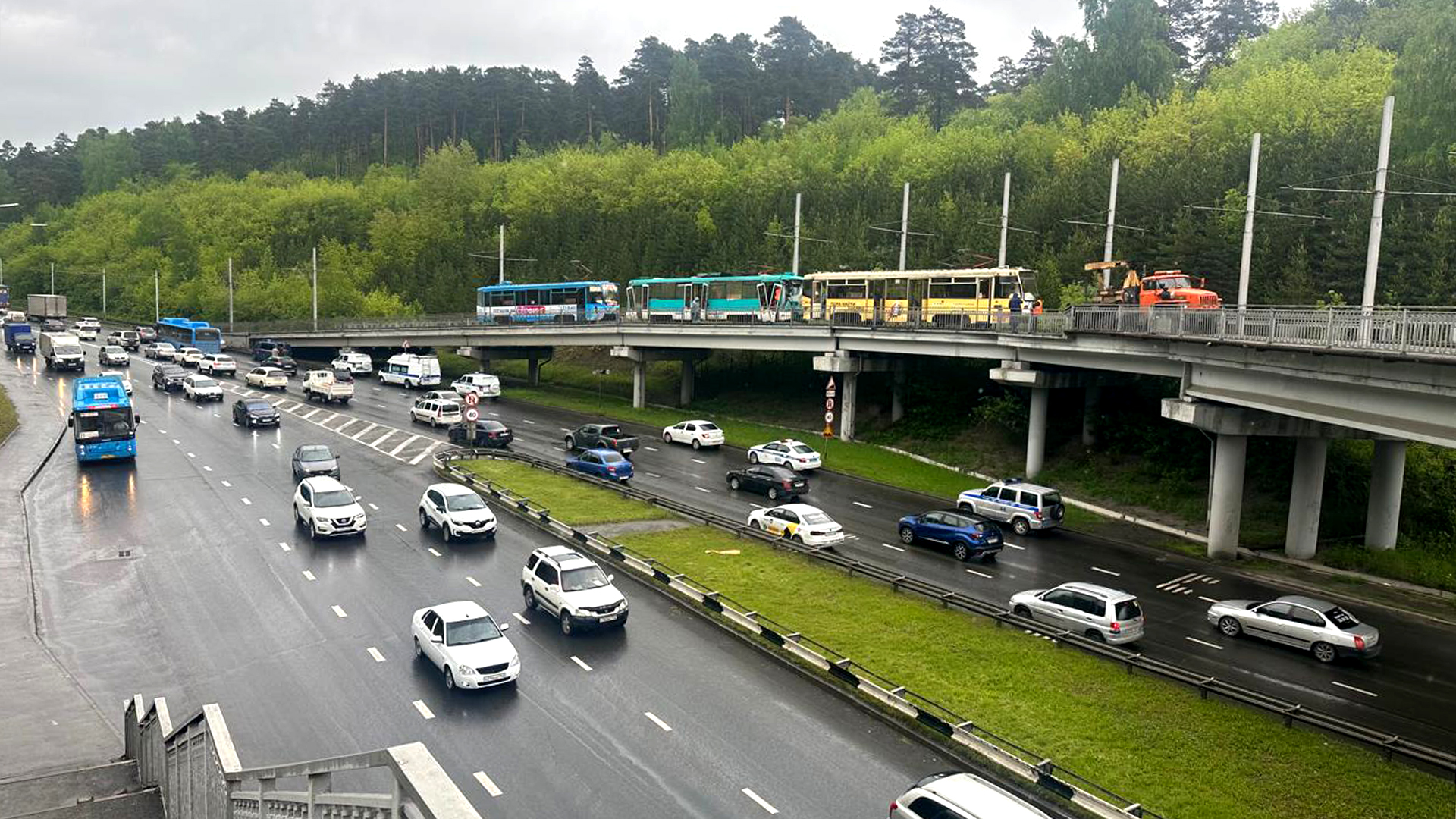 Авария с трамваями в Кемерово