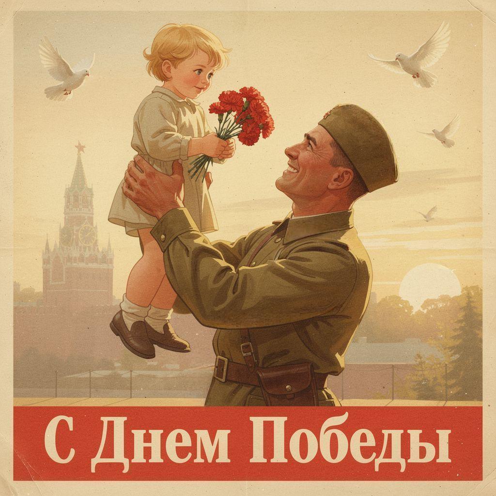 С Днем Победы, открытки в советском стиле с 9 Мая