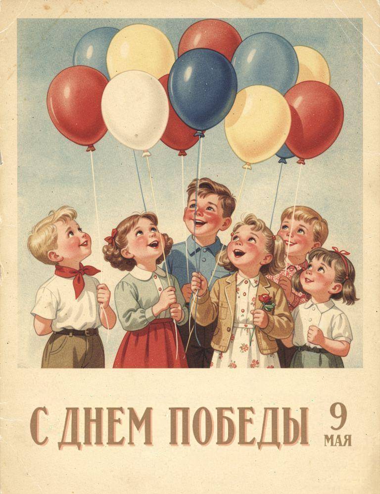 С Днем Победы, открытки в советском стиле с 9 Мая