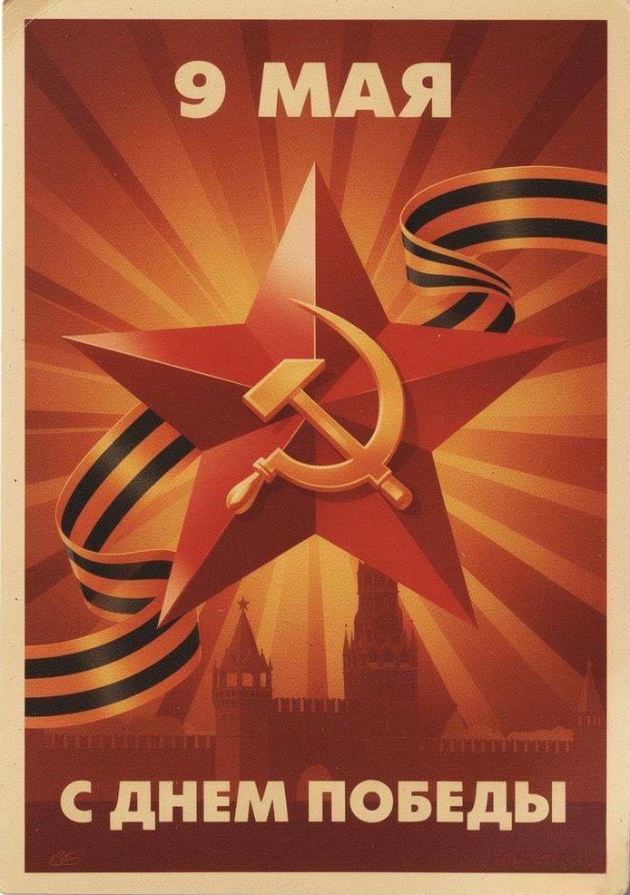 С Днем Победы, открытки в советском стиле с 9 Мая