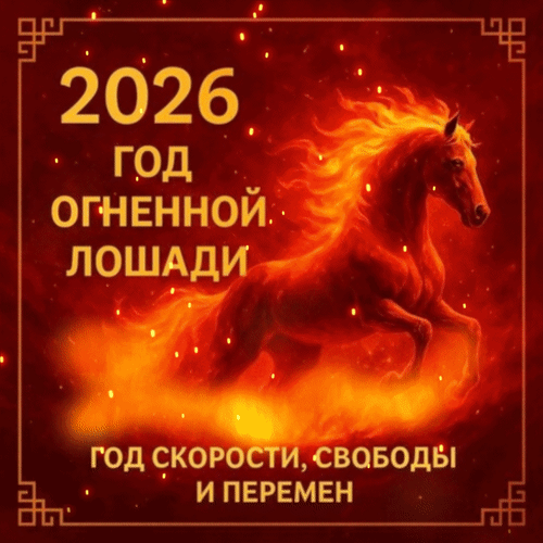 Открытка с годом Лошади