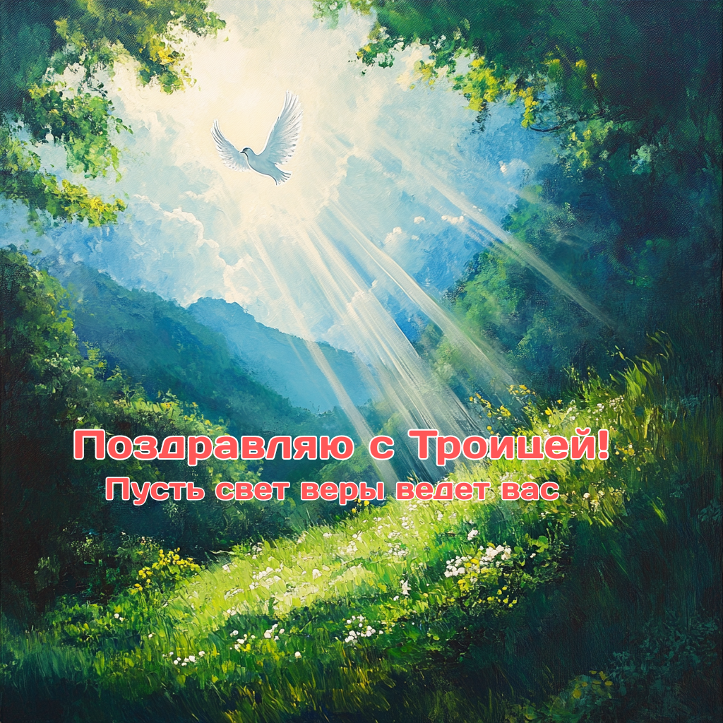 Красивая картинка с Троицей для соцсетей и мессенджеров