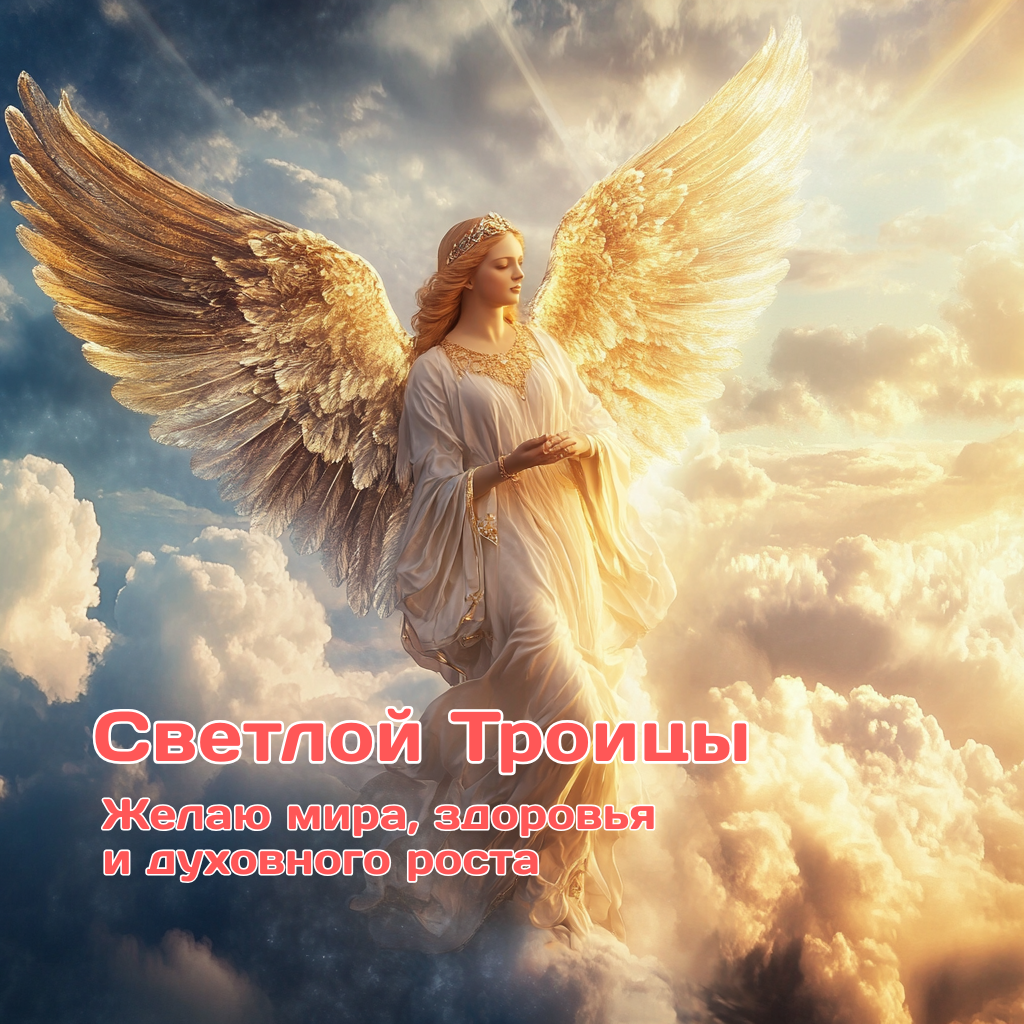 Открытка с Троицей с православной символикой для мужа