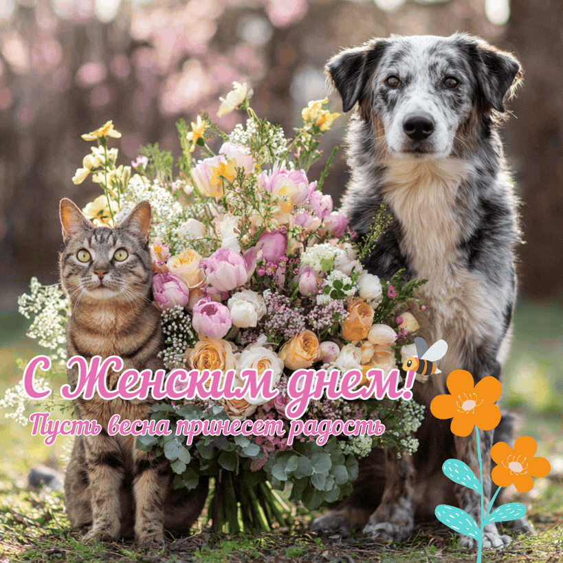 Международный женский день — яркая гифка: пусть весна принесет радость и новые силы  