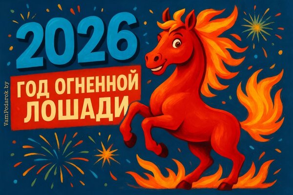 Открытка с годом Лошади