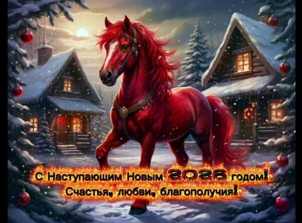 Открытка с годом Лошади