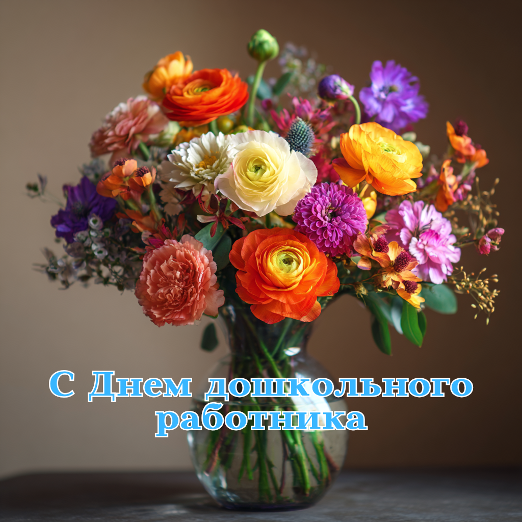 Прикольная открытка с цветами и пожеланиями заботливому педагогу