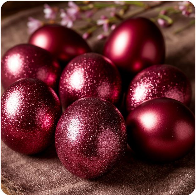 Декор пасхальных яиц, окрашивание вином, мерцающий эффект