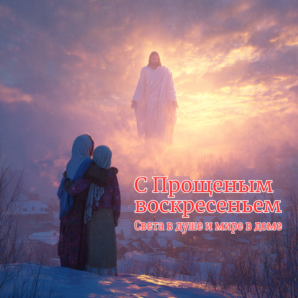 С Прощеным воскресеньем — открытка для семеиного чата: попросим прощения и помиримся