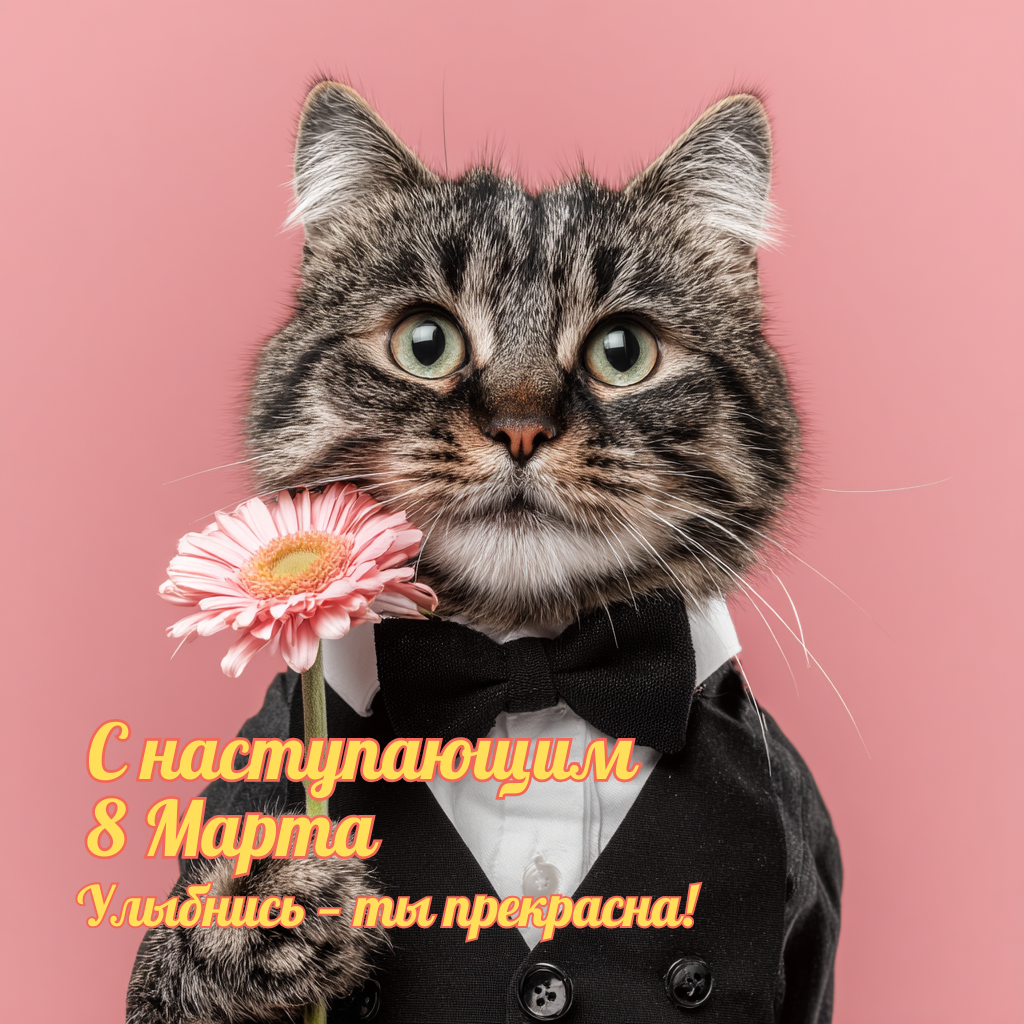 Забавная картинка с наступающим 8 марта — улыбнись, ты прекрасна  