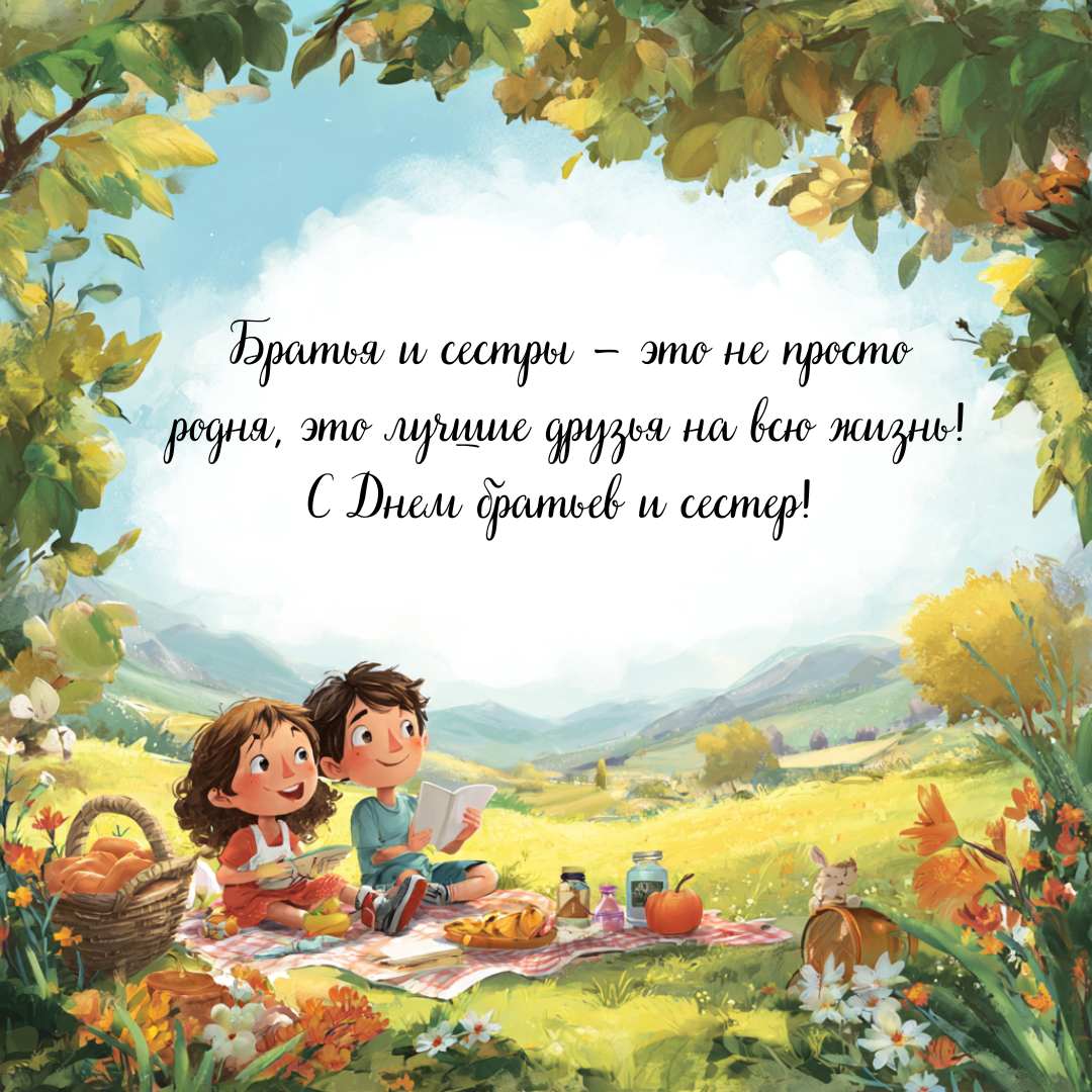 Открытка с Днем братьев и сестер