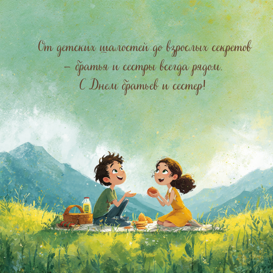 Открытка с Днем братьев и сестер