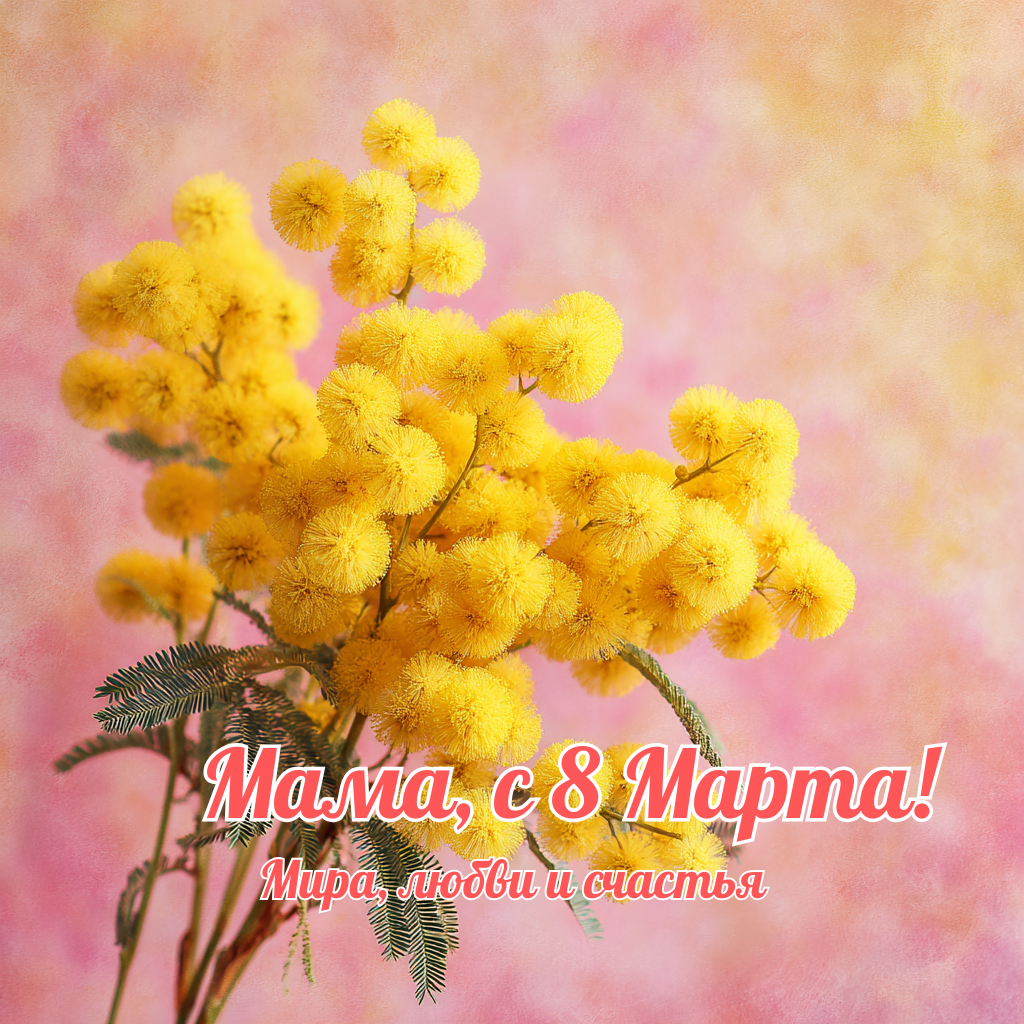 С наступающим 8 марта 2026 — красивая картинка с мимозой для мамы  