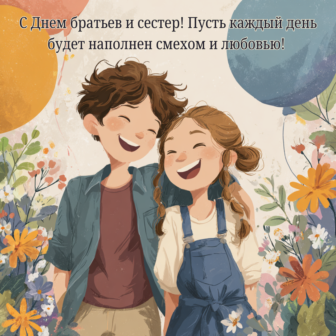 Открытка с Днем братьев и сестер