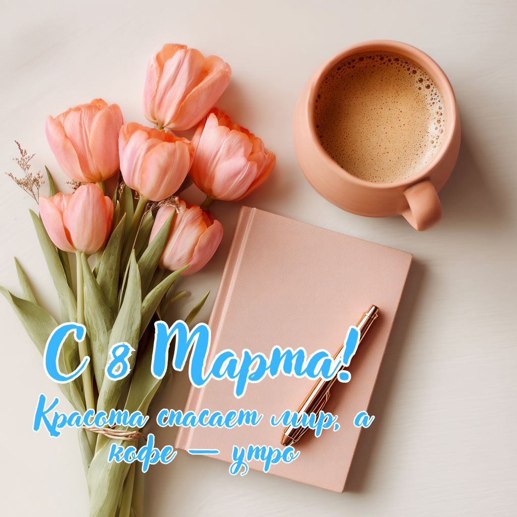 С наступающим Женским днем 8 марта — смешная картинка: красота спасает мир, а кофе спасает утро  