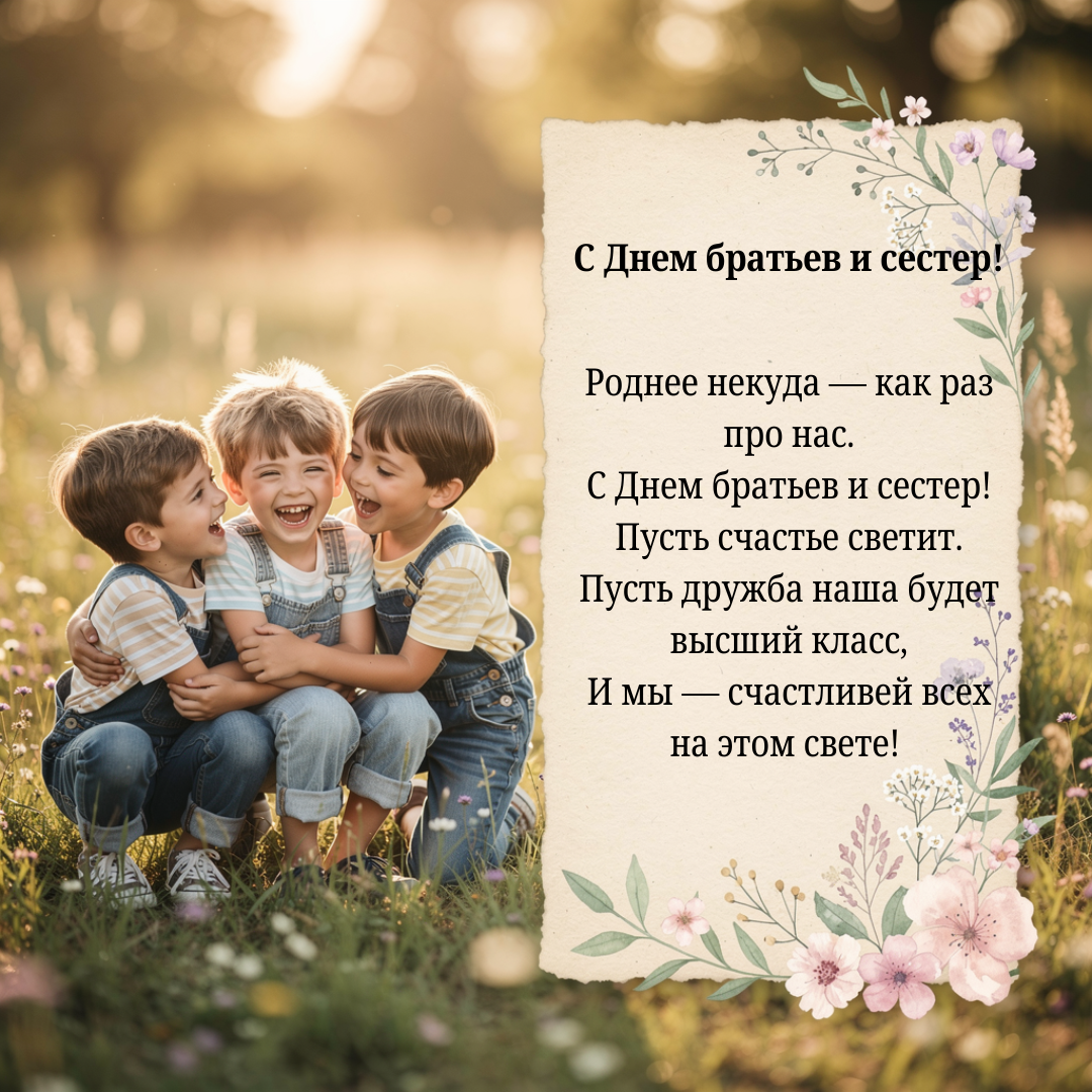Открытка с Днем братьев и сестер