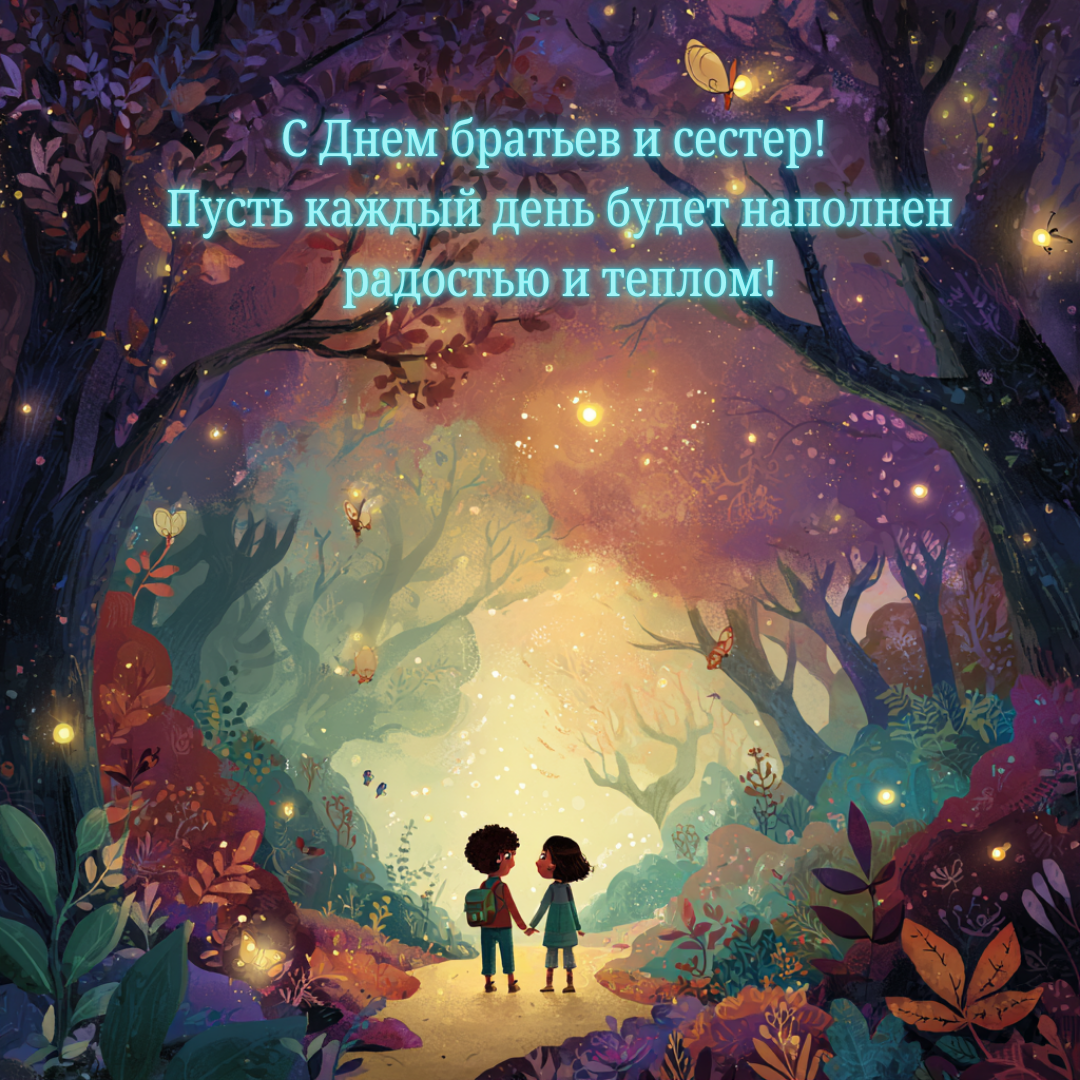 Открытка с Днем братьев и сестер