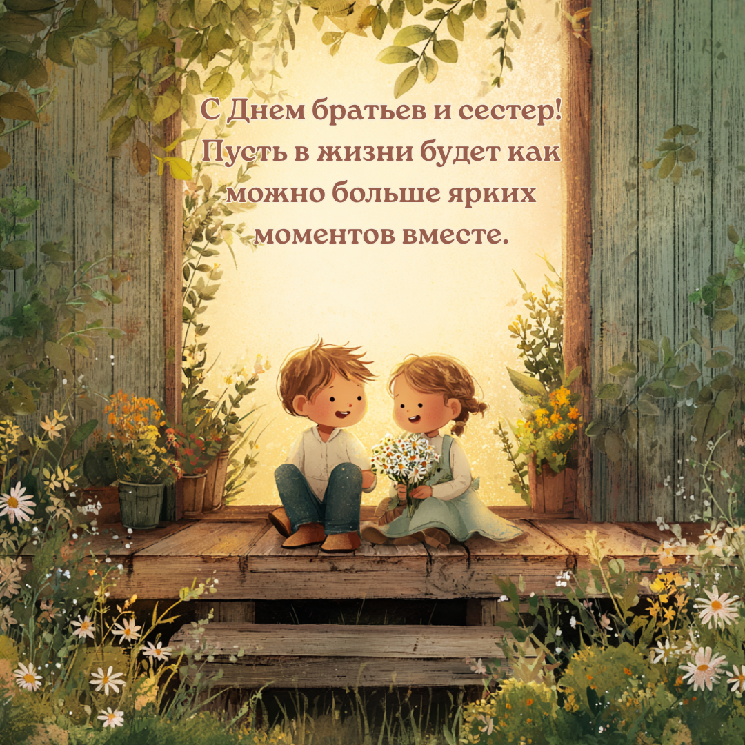 Открытка с Днем братьев и сестер