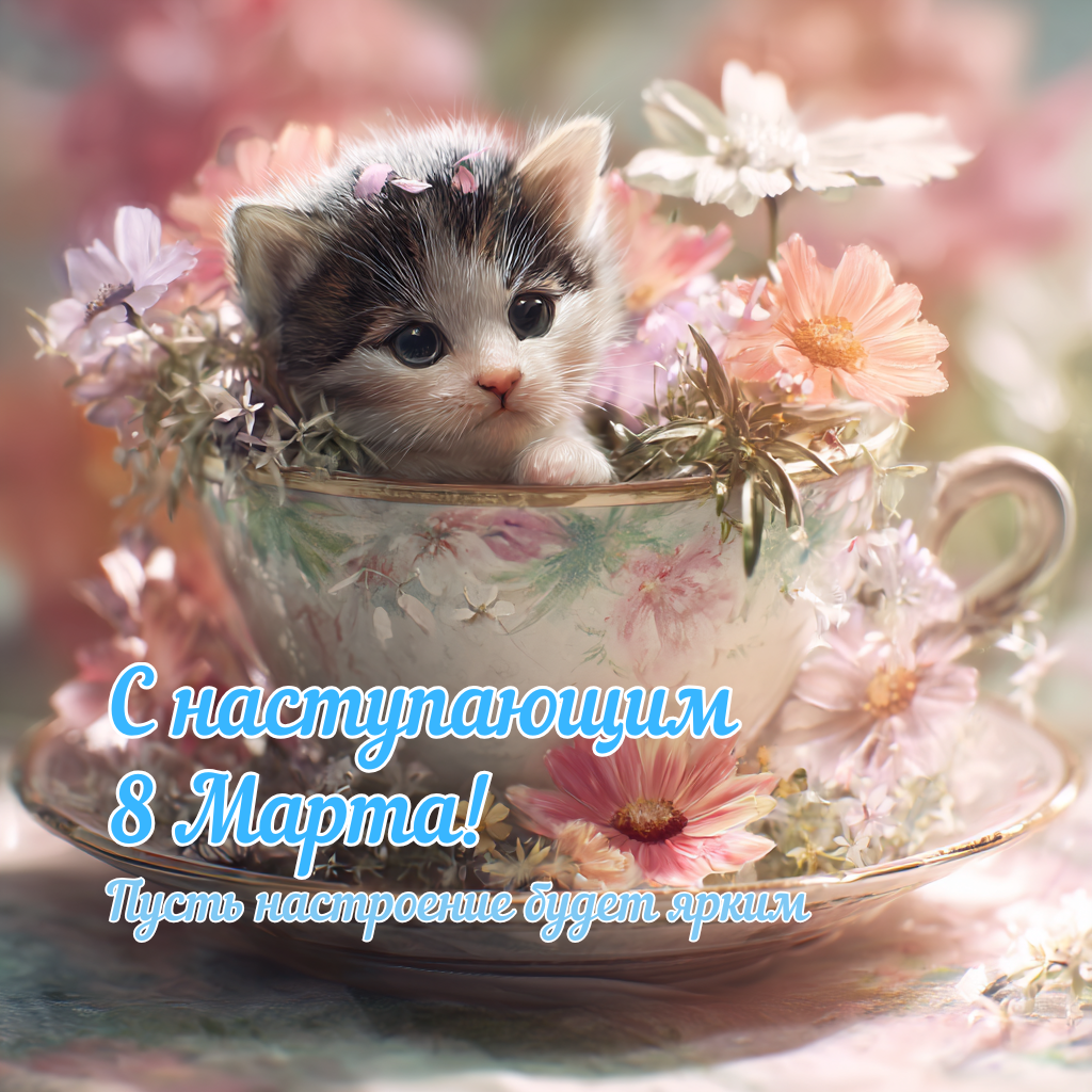 Светлая картинка с наступающим 8 марта — пусть настроение будет цветным, как весна  