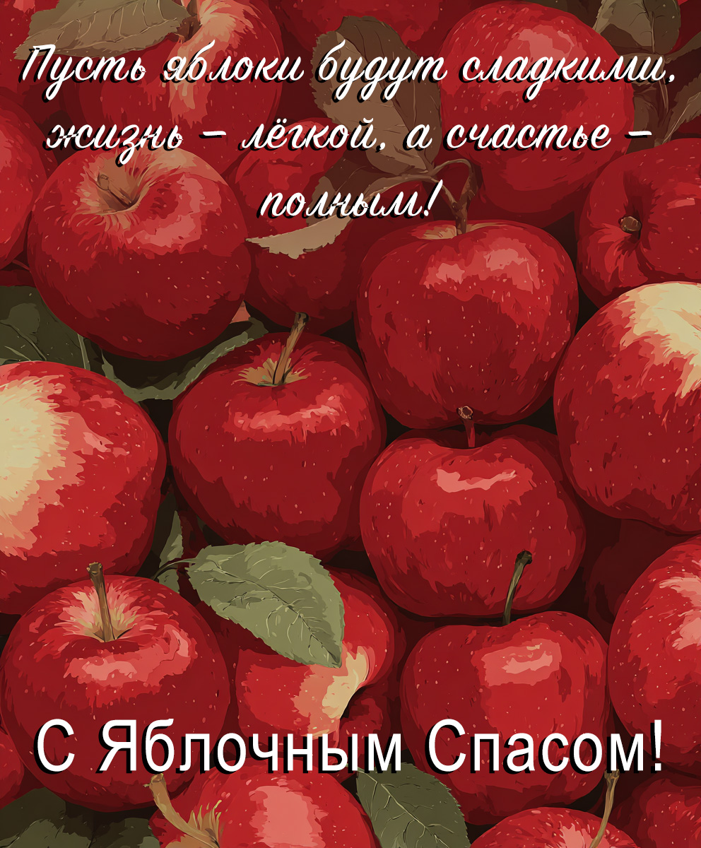 Открытка с Яблочным Спасом и Преображением Господним