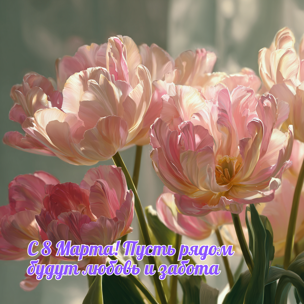 Милое поздравление с Женским днем 8 марта — открытка для любимых женщин