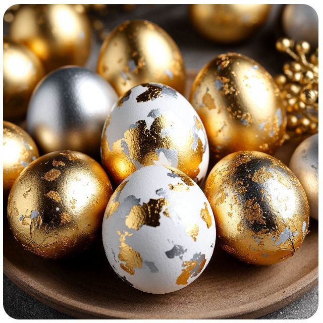 Декор пасхальных яиц, декор поталью