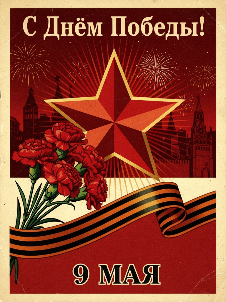 С Днем Победы, открытки в советском стиле с 9 Мая