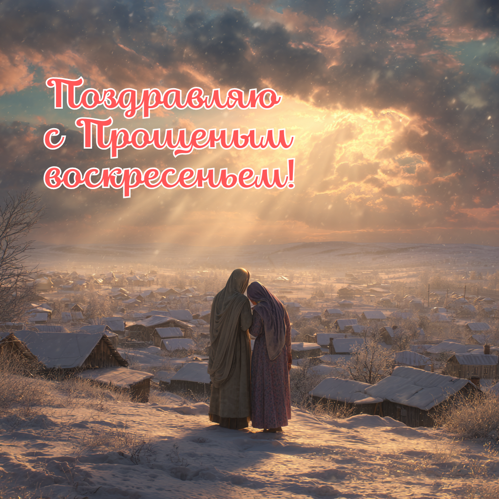 Открытка бабушке: С Прощеным воскресеньем — прошу прощения и обнимаю