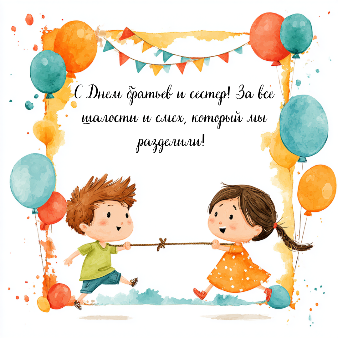 Открытка с Днем братьев и сестер