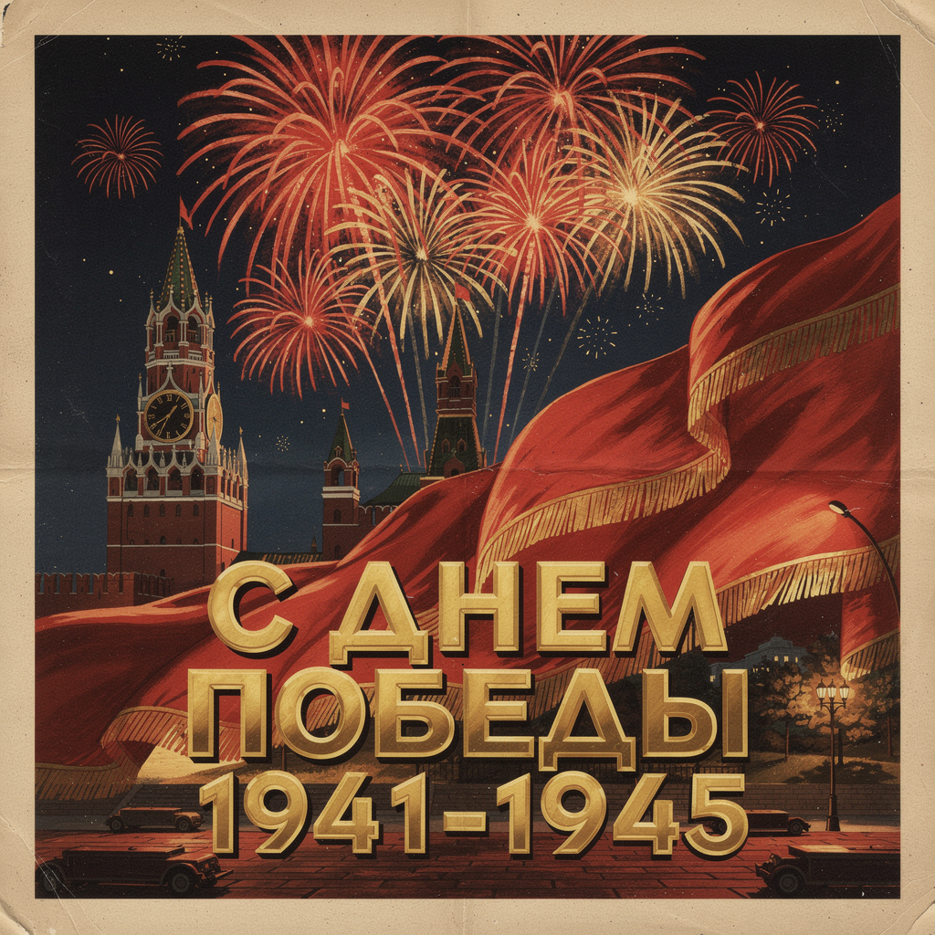 С Днем Победы, открытки в советском стиле с 9 Мая