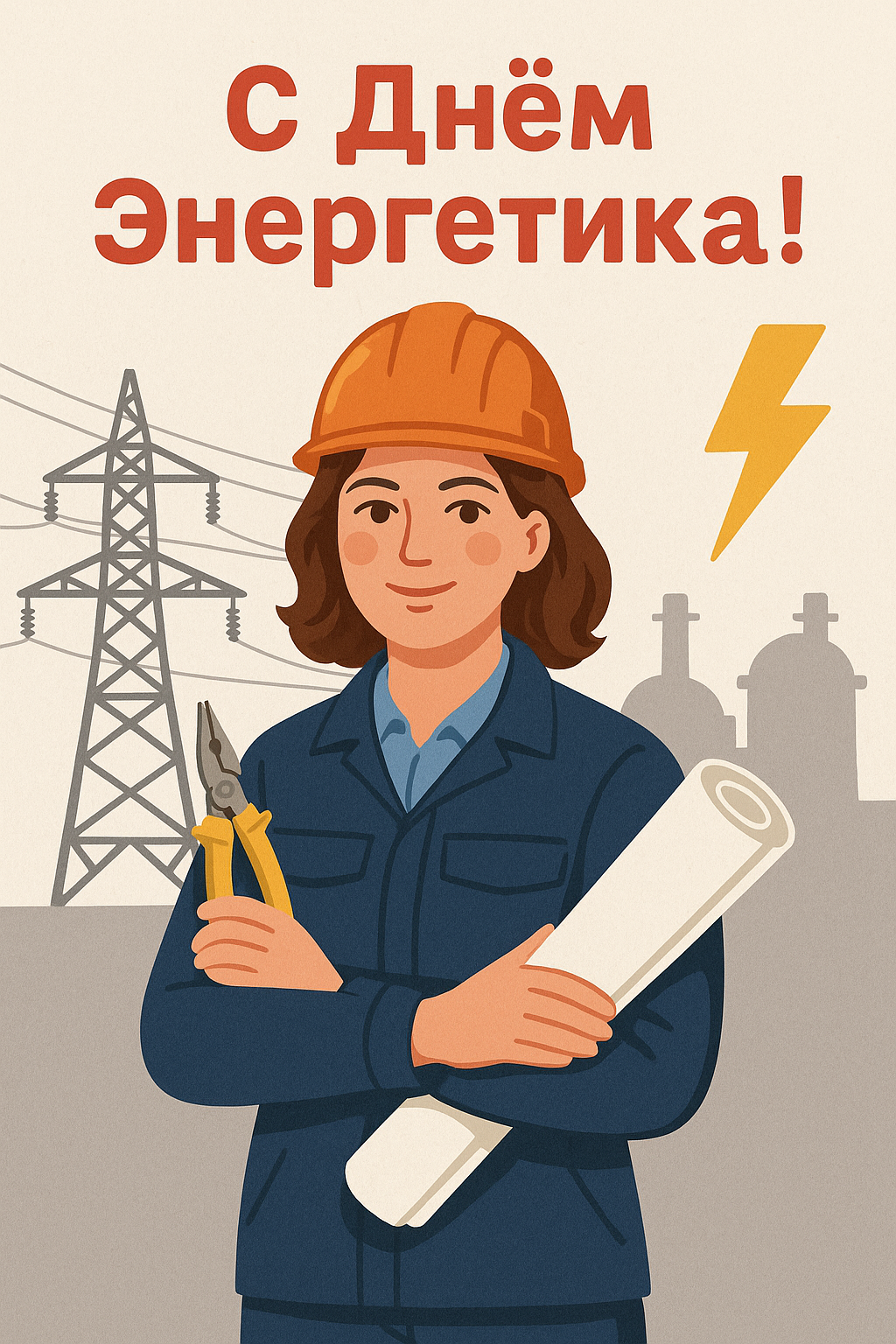 Открытка с поздравлением «С днем энергетика!»