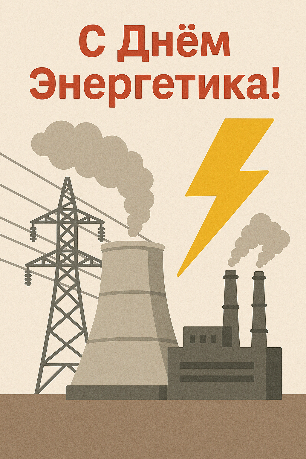 Открытка с поздравлением «С днем энергетика!»
