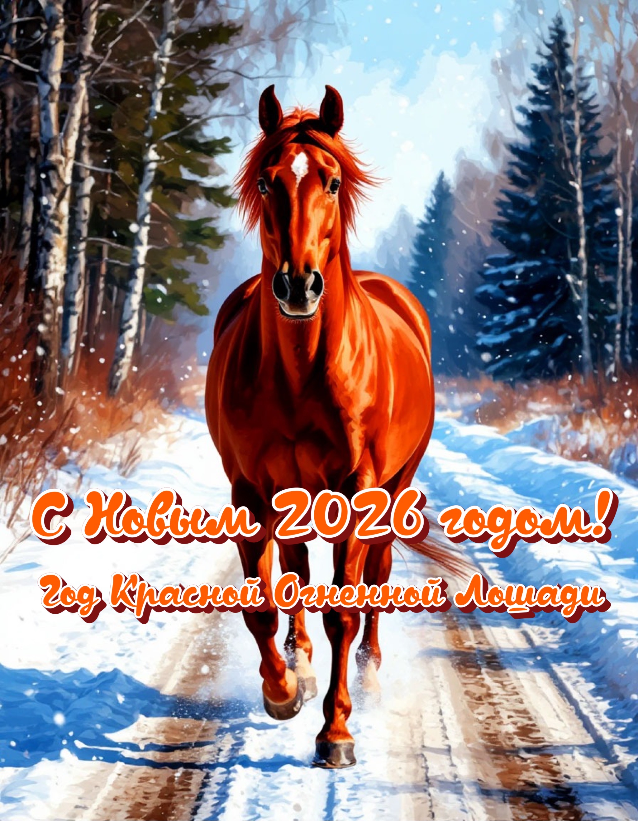 Открытка с годом Лошади