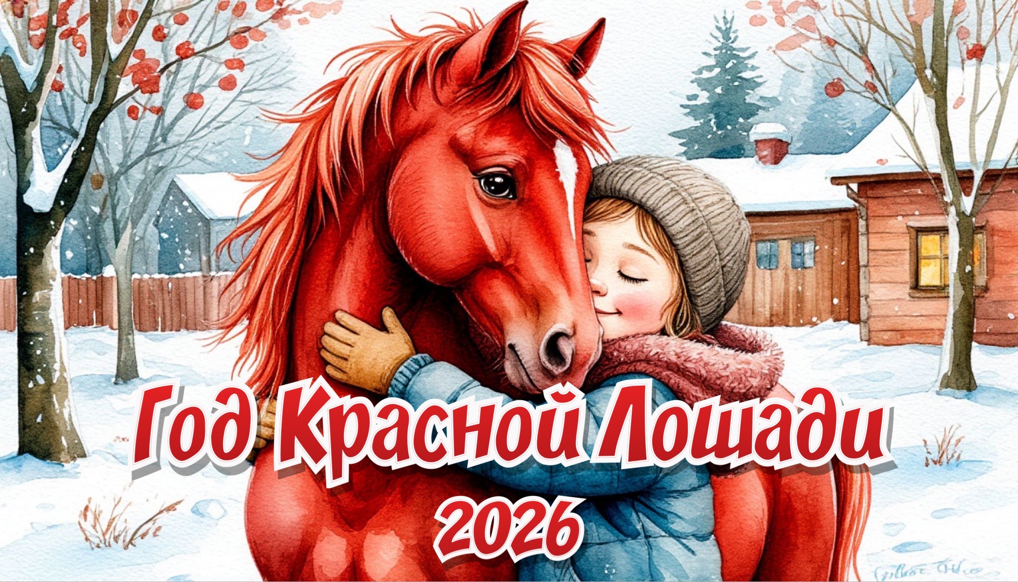 Открытка с годом Лошади