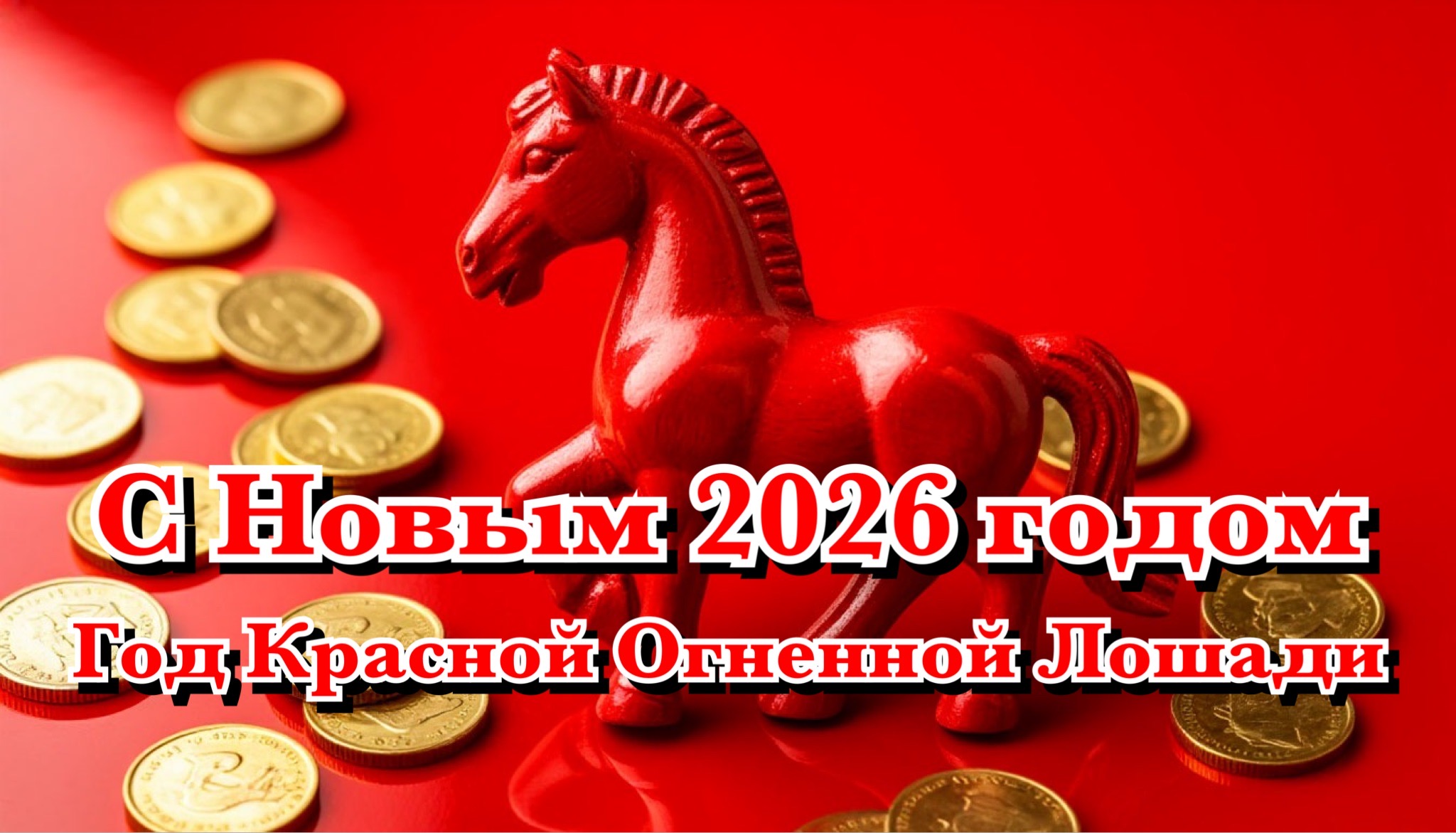 Открытка с годом Лошади