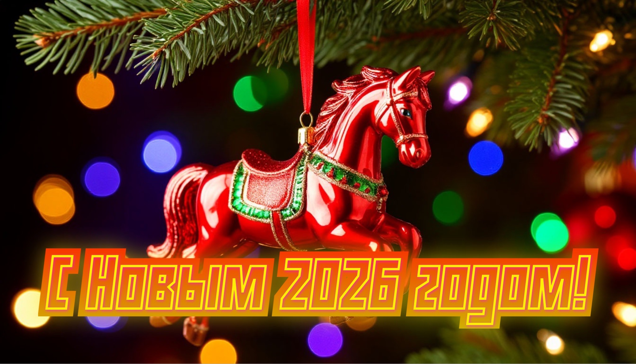 Открытка с годом Лошади