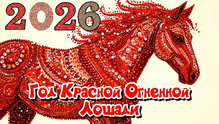 Открытка с годом Лошади