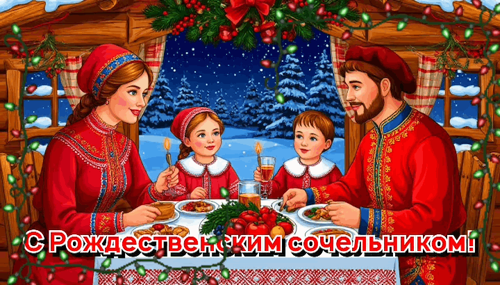 Открытка с Рождественским сочельником