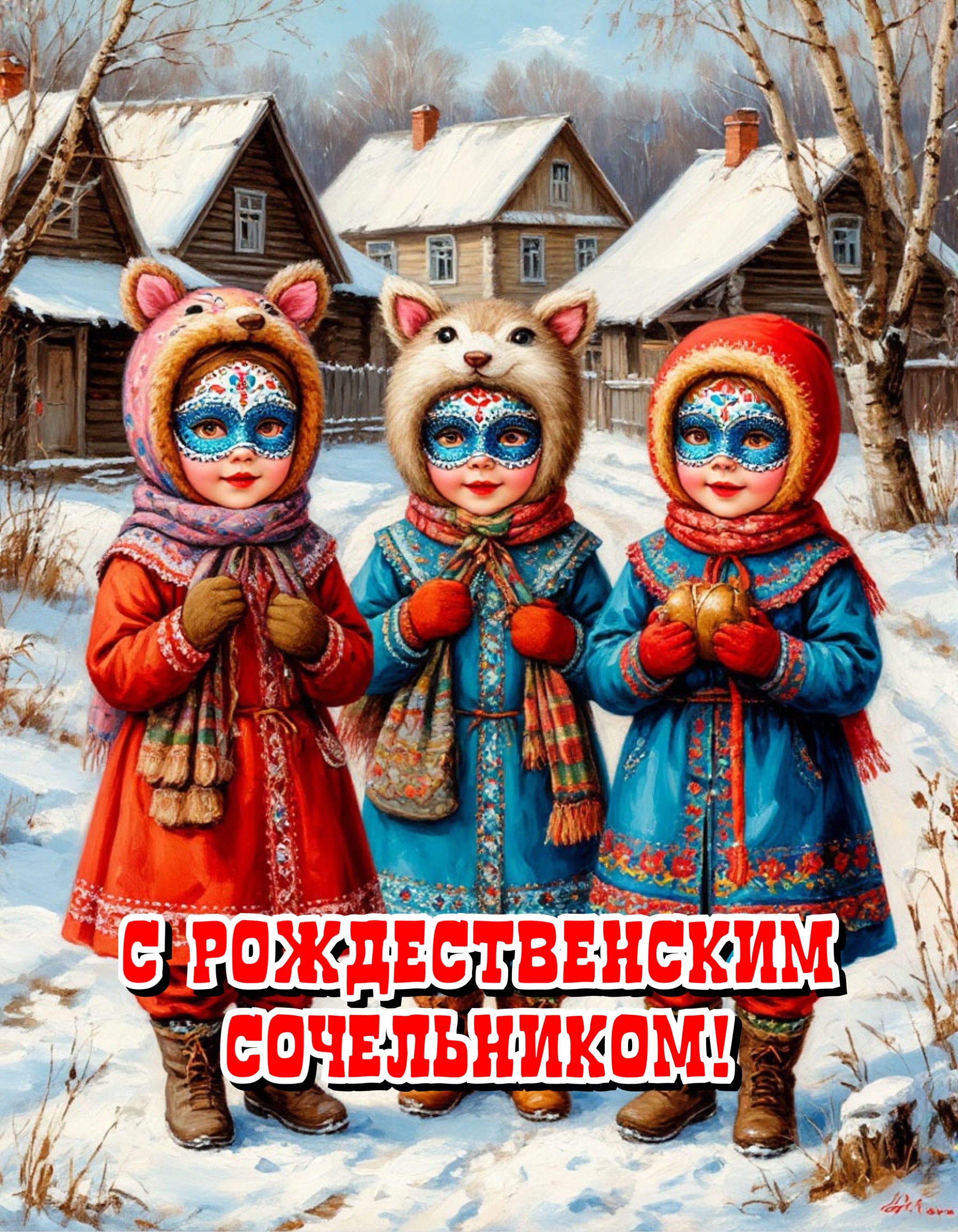 Открытка с Рождественским сочельником