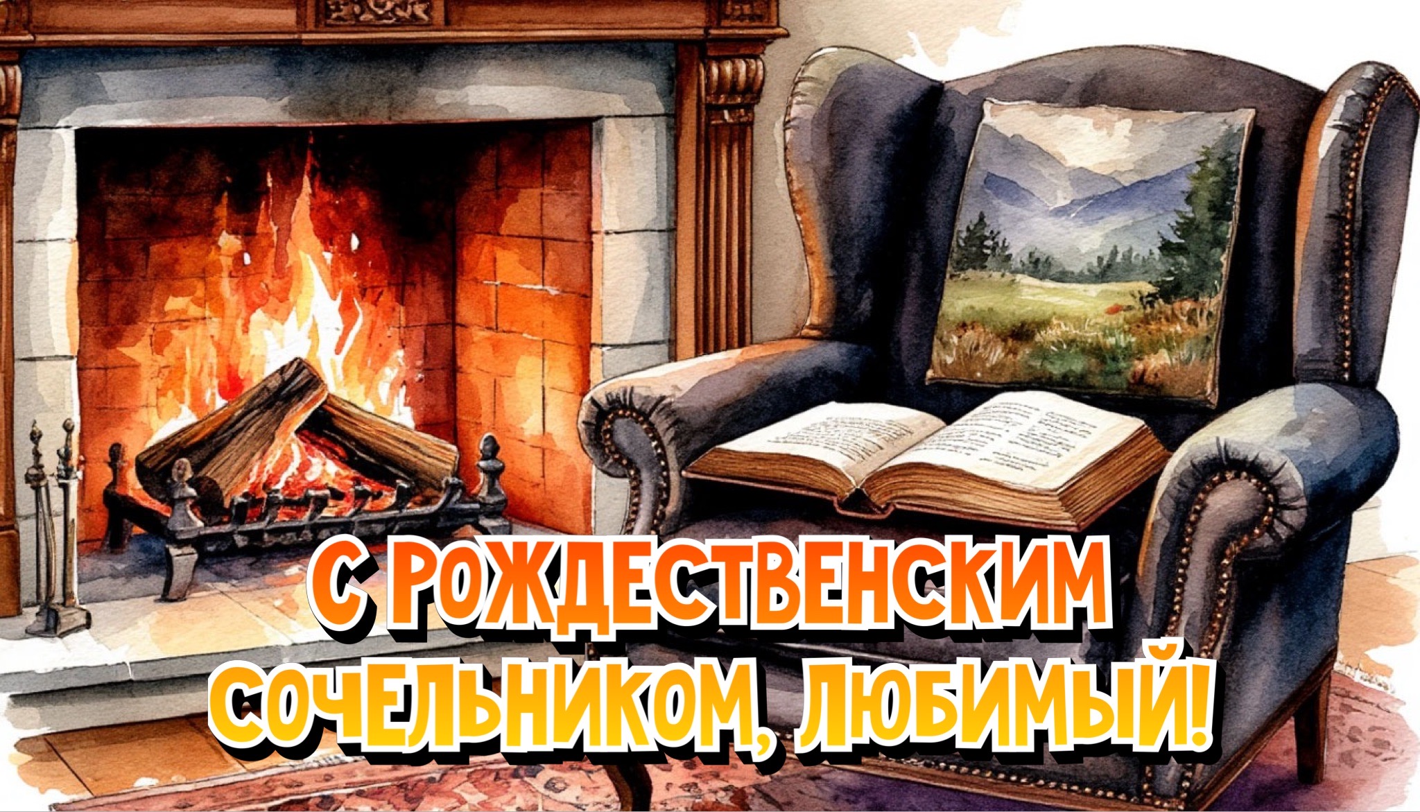 Открытка с Рождественским сочельником