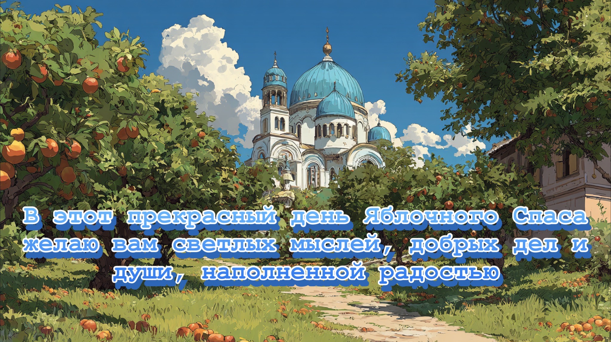 Открытка с Яблочным Спасом и Преображением Господним